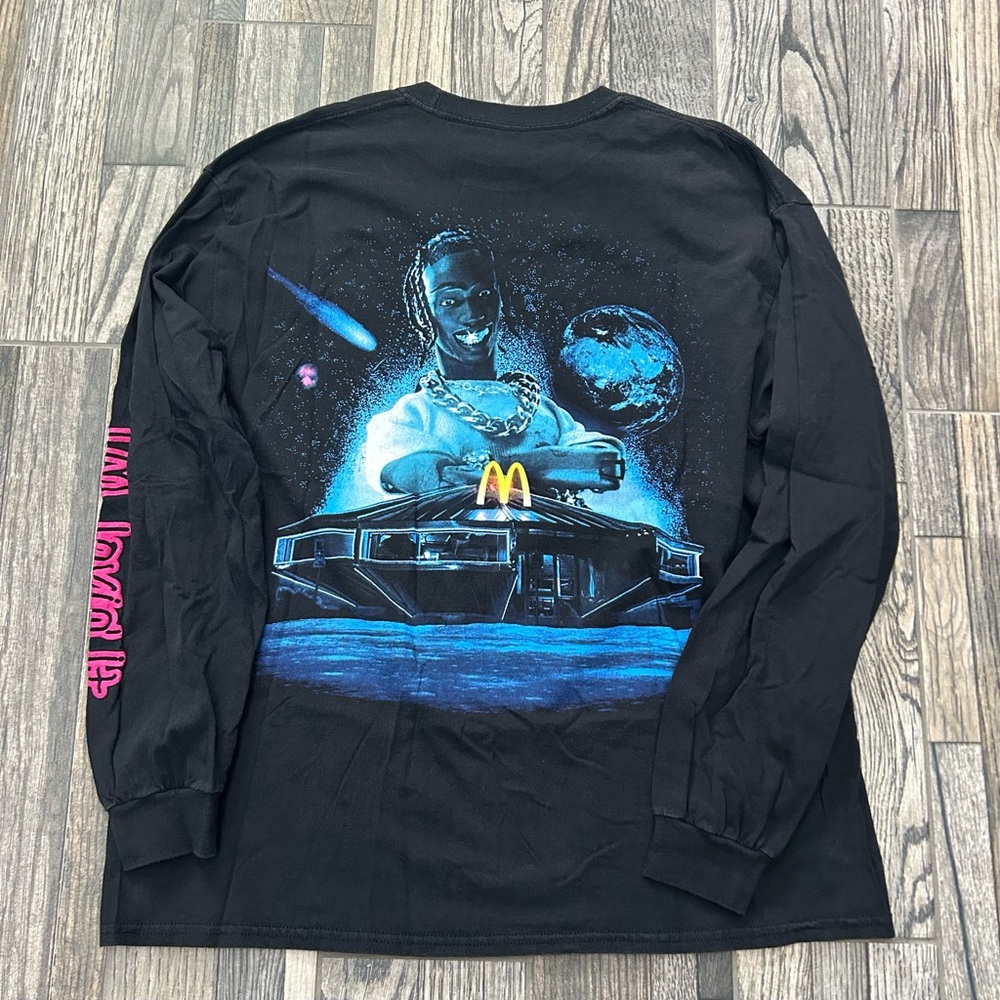 🔥🔥 TRAVIS SCOTT x Mcdonald’s CACTUS JACK Long-Sleeve Graphic RAP Tee Men Sz Lg